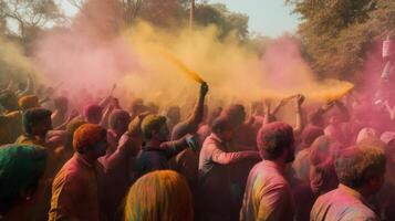 holi Semester i Indien. illustration ai generativ foto