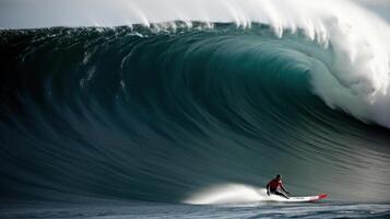 surfare och stor vågor. illustration ai generativ foto