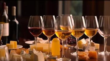vin och ost bakgrund. illustration ai generativ foto