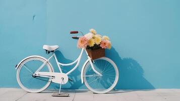 cykel med blommor. illustration ai generativ foto