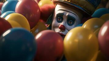 ballonger med clown. illustration ai generativ foto
