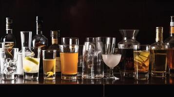 sortiment av alkoholhaltig drycker illustration ai generativ foto