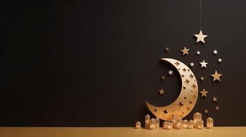 ramadan bakgrund med måne. illustration ai generativ foto