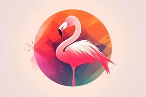 rosa flamingo fågel logotyp ikon design vektor illustration. ai genererad foto