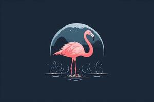 rosa flamingo fågel logotyp ikon design vektor illustration. ai genererad foto