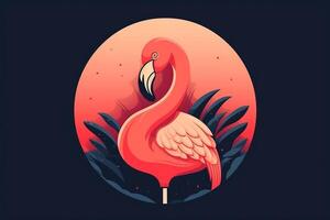 rosa flamingo fågel logotyp ikon design vektor illustration. ai genererad foto