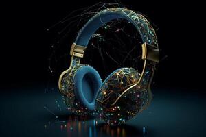 musik hörlurar teknologi begrepp. ai genererad foto