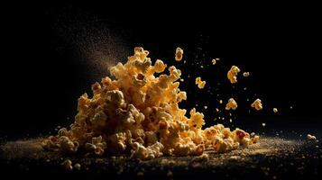 popcorn faller, genererad ai bild foto