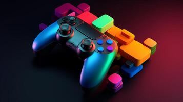 gaming kontrollant i trender Färg palett med generativ ai foto