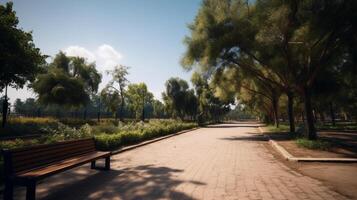utomhus- eller exteriör stad parker med generativ ai foto