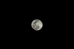 närbild av supermånen isolerad på svart nattbakgrund foto