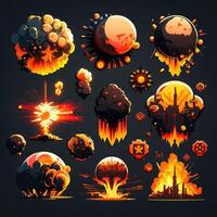 komisk spel bomba explosion ai genererad foto