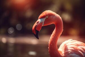 flamingo fågel . ai genererad foto