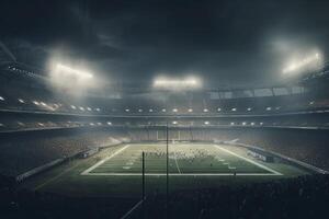 en fotboll stadion på natt . generativ ai foto