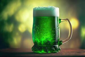 Patricks dag traditionell grön öl. generativ ai illustration foto