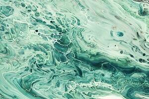 vätska konst akryl färger. abstrakt blandning grön vågor. flytande flöden stänk. marmor effekt bakgrund eller textur foto