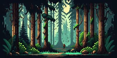 ai genererad. ai generativ. 8 bit abstrakt skog scen. kan vara Begagnade för retro spel eller grafisk design. grafisk konst foto