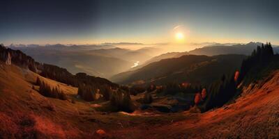 ai genererad. ai generativ. Foto realistisk illustration av alpen landskap bakgrund berg vandra rocks. äventyr vandring resa utforska vibe. grafisk konst