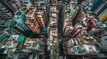 ai genererad. ai generativ. Foto fotografi av asiatisk stad ny byggnad skyskrapor stadens centrum. kan vara Begagnade för befordran marknadsföring design. äventyr utforskning vibe. grafisk konst