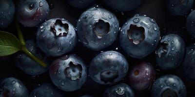 ai genererad. ai generativ. makro skott mönster bakgrund frukt bär blåbär friska vitamin. grafisk konst foto