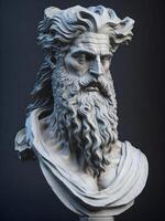 sätta dit av de Gud zeus. gammal grekisk mytologi. antik skulptur. ai genererad foto