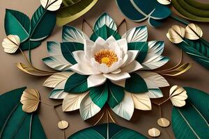 skön hantverk papper lotus blommor blommig bukett generativ ai foto