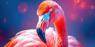ai genererad. ai generativ. rosa Färg söt flamingo fågel. semester resten fest vibe.graphic konst foto