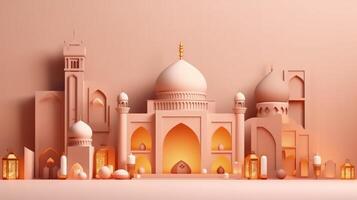 eid mubarak Semester bakgrund. illustration ai generativ foto