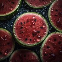 vattenmelon skivor generativ ai genererad foto