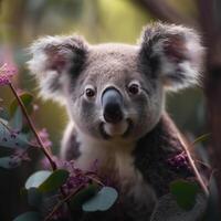 en koala med en rosa tunga generativ ai genererad foto