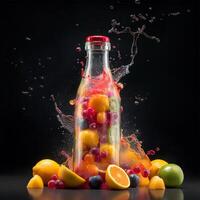en flaska av frukt generativ ai genererad foto