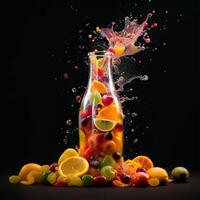 en flaska av frukt generativ ai genererad foto