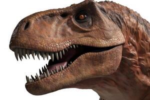 tyrannosaurus rex isolerat på vit bakgrund, de populär rovdjur dinosaurie i cretaceous period epok ,med generativ ai. foto