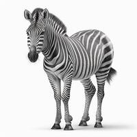 zebra på vit bakgrund, skapas med generativ ai foto