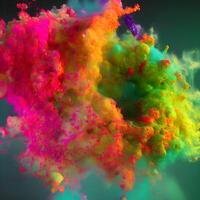 färgrik pulver explosion i de luft, generativ ai foto