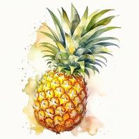 ananas vattenfärg. illustration ai generativ foto