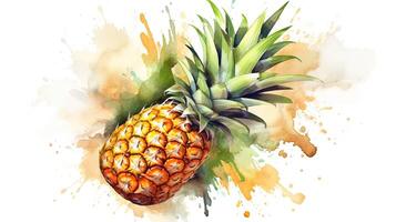 ananas vattenfärg. illustration ai generativ foto