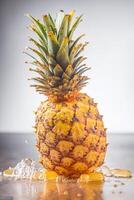 där är en ananas med massa av vatten på Det. generativ ai. foto