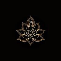 logotyp av yoga. lotus blomma logotyp med mänsklig silhuett. ai genererad. foto