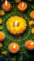 kerala festival Lycklig onam bakgrund med traditionell mat eras på banan blad. ai genererad. foto