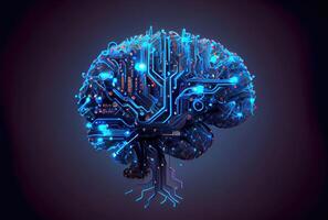 nervös systemet i de mänsklig hjärna är driven förbi artificiell intelligens. företag och medicinsk hälsa begrepp. generativ ai foto