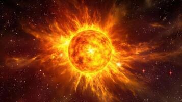 hög energi partiklar explosion. stjärna explosion med partiklar. stjärna varp och maskhål. ai genererad. foto