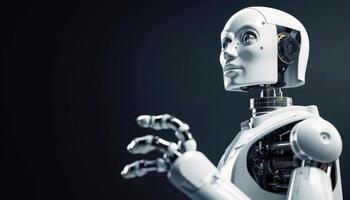 vit robot mänsklig tänkande med kopia Plats bakgrund. innovativ teknologi och industriell begrepp. generativ ai foto