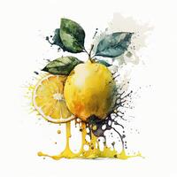 vattenfärg citron. illustration ai generativ foto