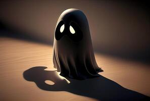 söt spöke i de besatt hus bakgrund. halloween och läskigt begrepp. generativ ai foto