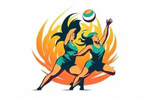 människor spelar volleyboll vektor ikon illustration generativ ai foto