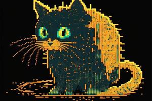 stor pixel retro cpu katt illustration generativ ai foto