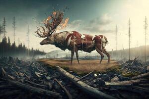 avskogning begrepp original- abstrakt illustration generativ ai foto
