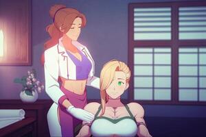 Söt anime massös flicka i massage salong illustration generativ ai foto