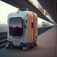 smart själv reser trådlös bagage av de framtida generativ ai foto